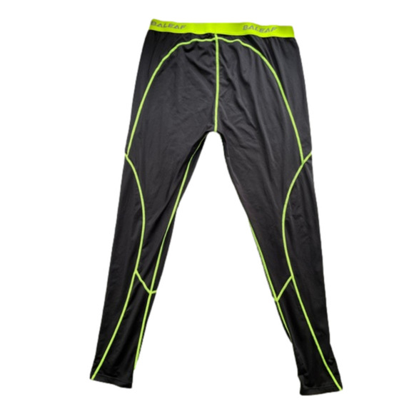 BALEAF Black neon green trim track pants leggings High visibility workout gym XL - Picture 8 of 9